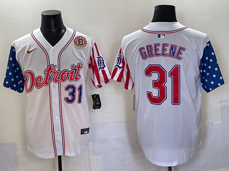 Men Detroit Tigers 31 Greene White National Flags 2025 Nike MLB Jersey style 2